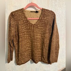 Link Tan Alligator / Crocodile Cashmere Silk Sweater, Sz XL, So Soft